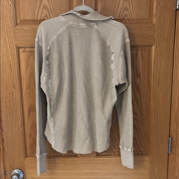 Free People Cream zip waffle Neck Sweater with Relaxed Fit - Picture 3 of 4